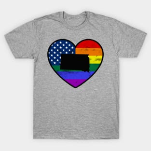 South Dakota United States Gay Pride Flag Heart T-Shirt